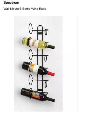 Spectrum Wall Mount 6-Bottle Metal Wine Rack - Black